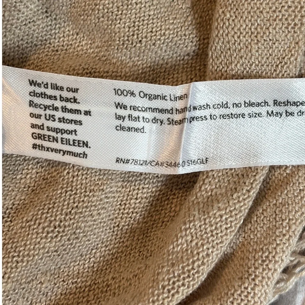 Eileen Fisher Womens Organic Linen Sweater Mesh Open Knit Tan S Beach Office